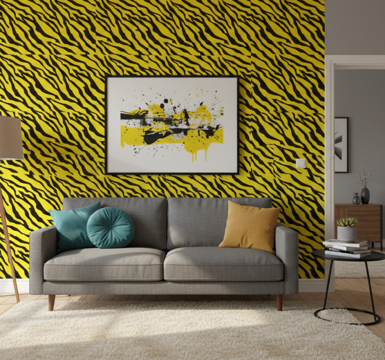 Dieren behang geel zebra ontwerp - TenStickers