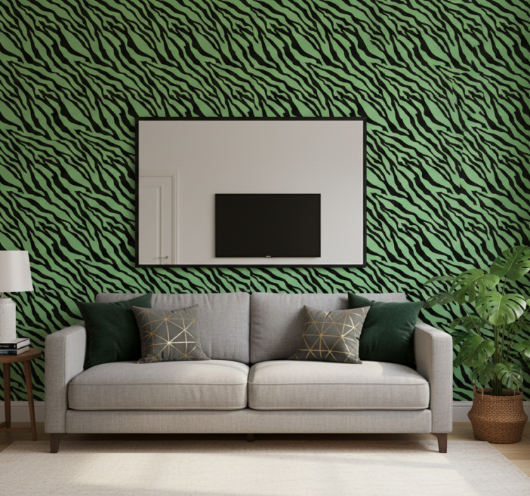 Dieren behang groen zebra ontwerp - TenStickers