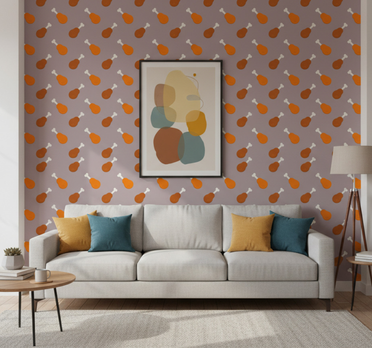 Dieren behang kippenpoot naadloos patroon - TenStickers