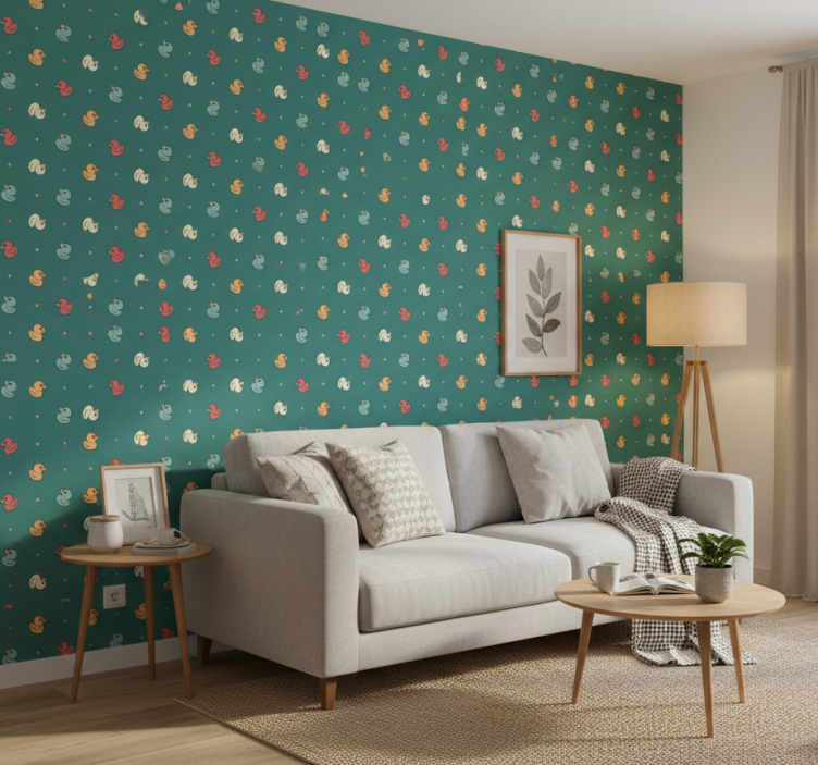 Dieren behang met multicolor rubberen eendjes - TenStickers