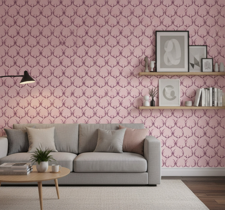 Dieren behang roze hertengeweien - TenStickers