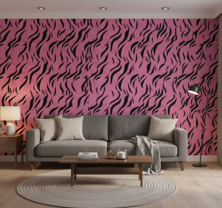 Dieren behang roze tijgerprint - TenStickers