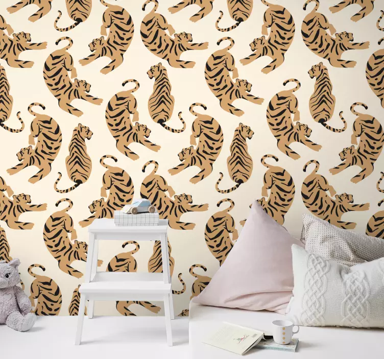 Dierenprint behang tijger voor kinderen - TenStickers