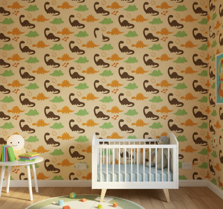 Dino behang beige achtergrond - TenStickers