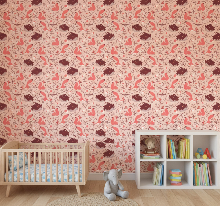 Dino behang eekhoorns en egels - TenStickers