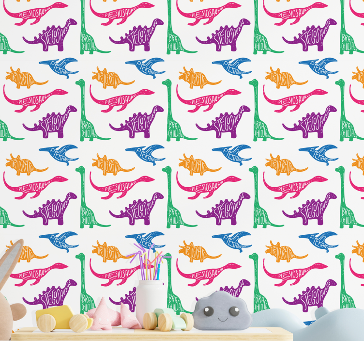 Dinosaurus schetspatroon dino behang - TenStickers