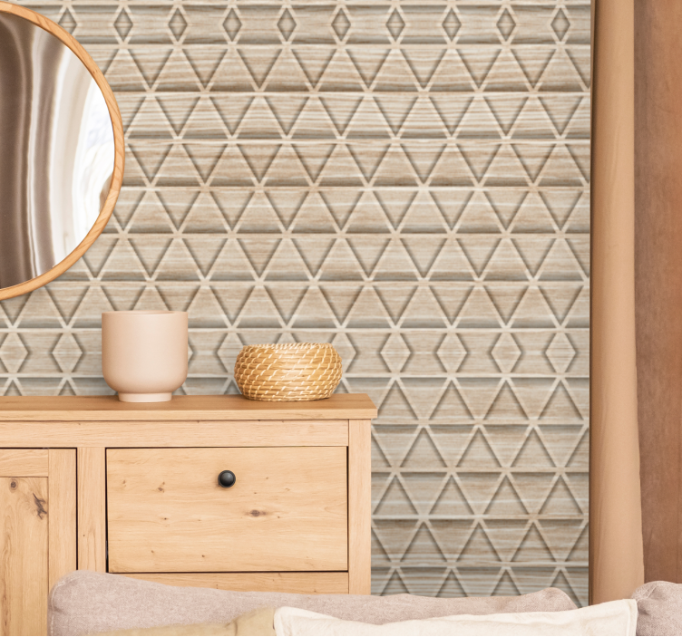 Behang driehoeken met 3d textuur lagen - TenStickers
