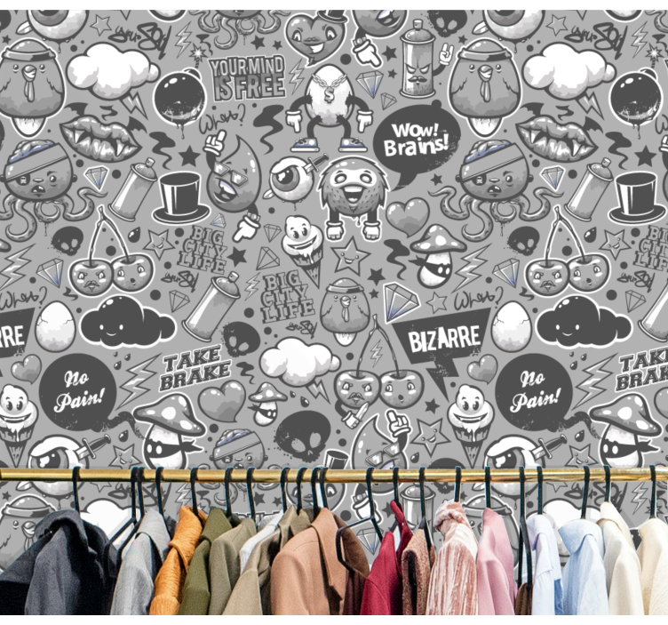 Eclectische krabbels behang kunst - TenStickers