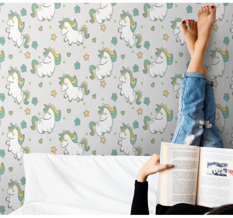 Eenhoorn fantasie behang kinderkamer - TenStickers