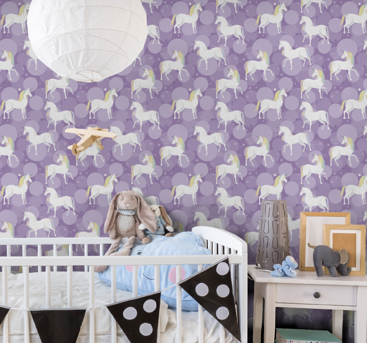 Eenhoorn patroon genot babykamer behang - TenStickers