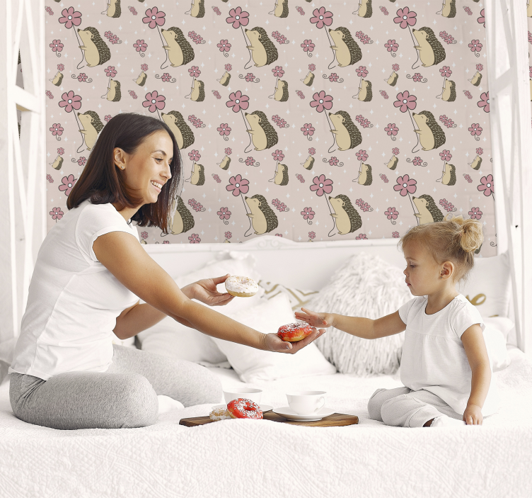 Egel en bloem ontwerp dieren behang - TenStickers