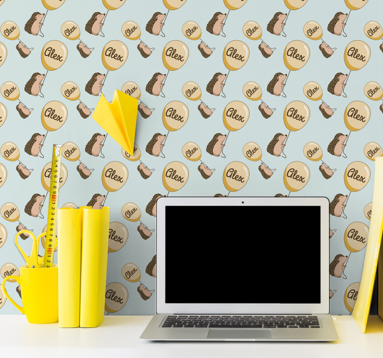 Egels met ballonnen en naam behang kinderkamer - TenStickers