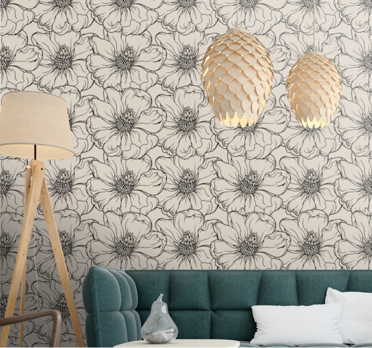 Elegant bloemenpatroon woonkamer behang - TenStickers
