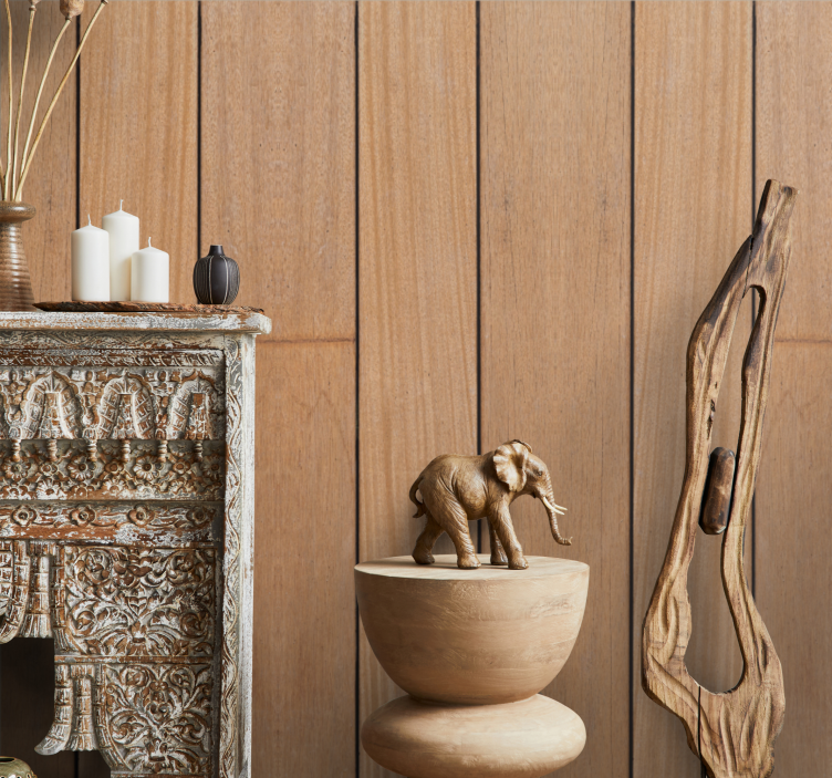 Bruine eenvoudige planken hout behang - TenStickers