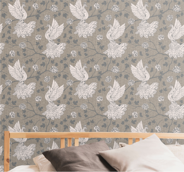 Elegant zwanen ontwerp behang vogels - TenStickers