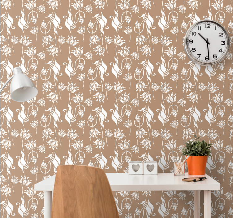 Elegante beige display behang bloemsierkunst - TenStickers