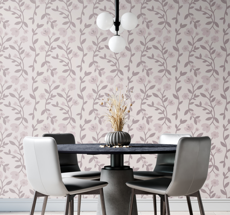 Elegante bloemensilhouetten behang bloemen - TenStickers