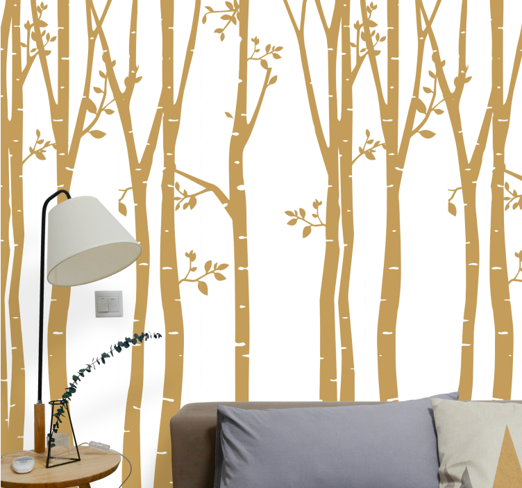 Elegante gouden silhouetten bomen behang - TenStickers