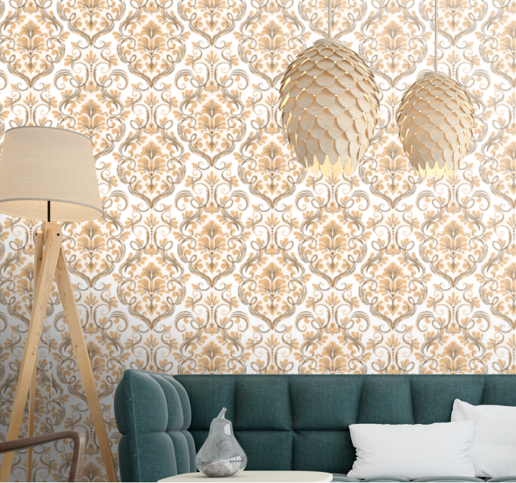 Elegante barokke accenten woonkamer behang - TenStickers
