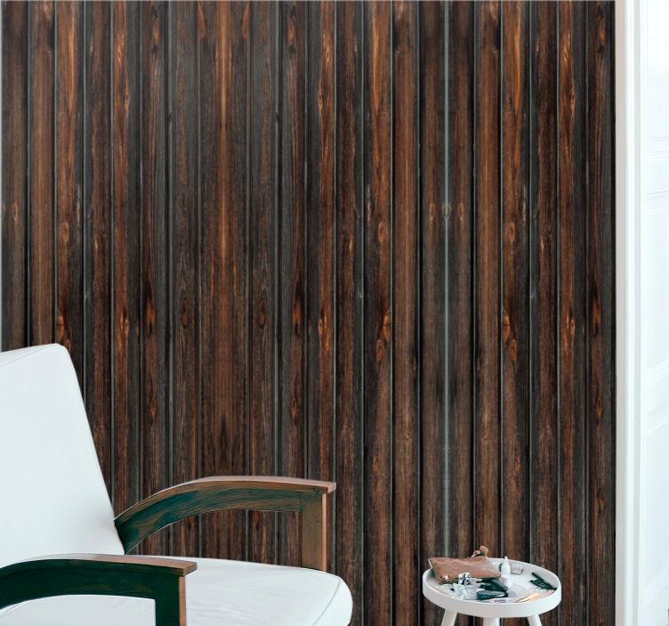 Elegante donkerbruine panelen hout behang - TenStickers