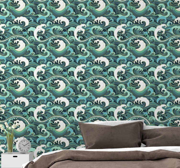 Elegante oceaan golven natuur behang - TenStickers