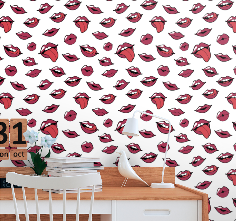 Expressieve lipmotieven gepersonaliseerd behang - TenStickers
