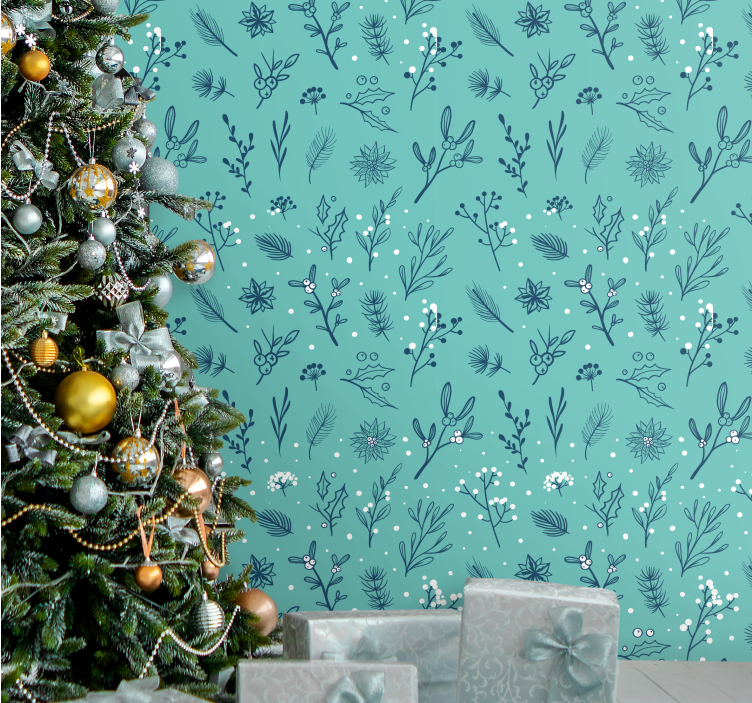 Feestelijk botanisch behang kerst - TenStickers