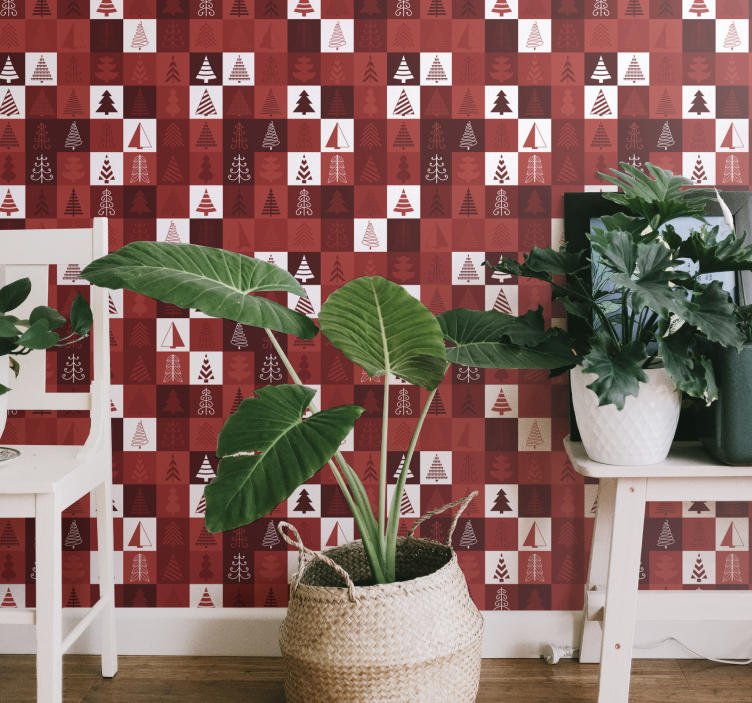 Feestelijke boompatronen behang kerst - TenStickers