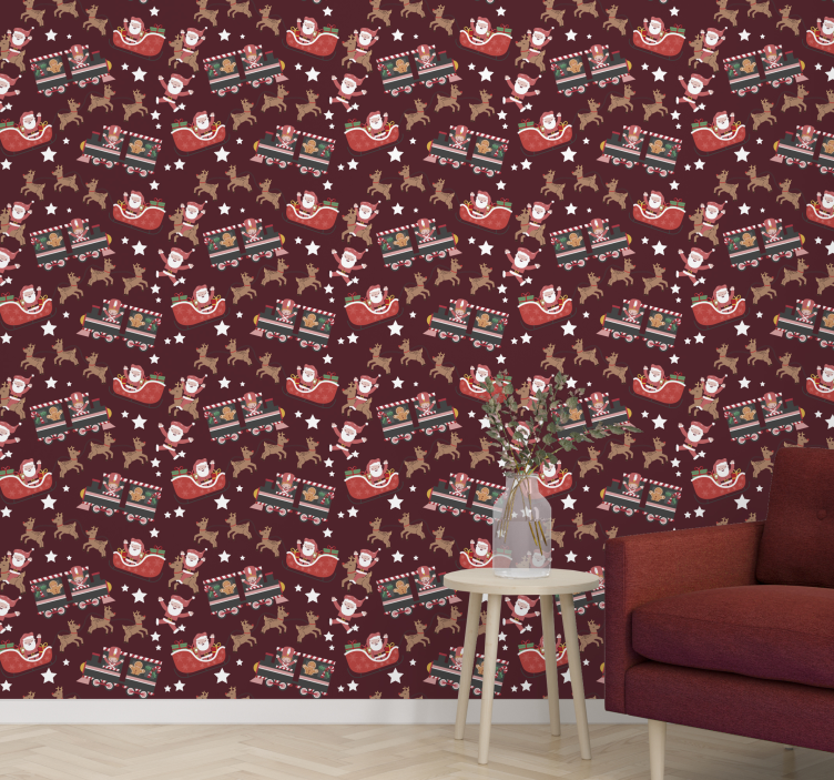 Feestelijke kerstslee behang kerst - TenStickers