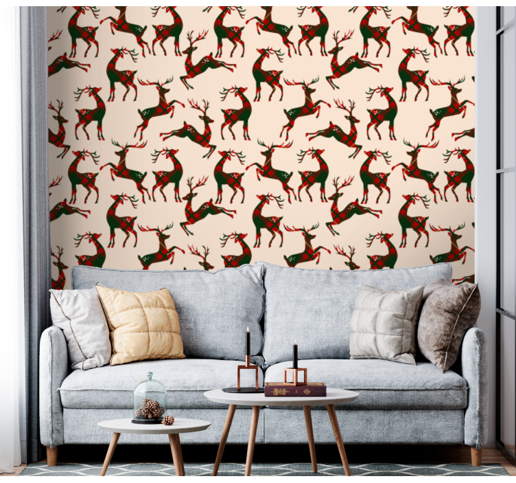 Feestelijke rendieren dieren behang - TenStickers