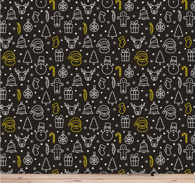 Feestelijke seizoen iconen behang kerst - TenStickers