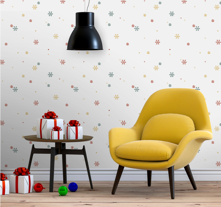 Feestelijke sneeuwvlokpatronen behang kerst - TenStickers