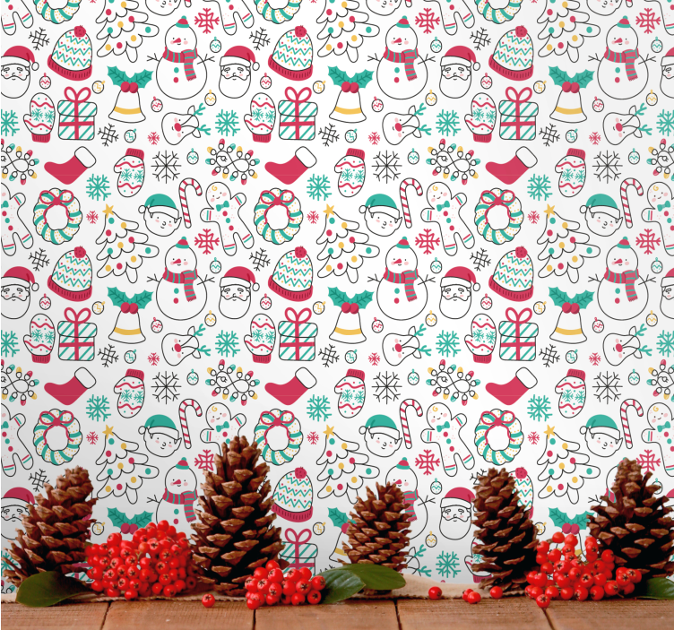 Feestelijke wintermomenten behang kerst - TenStickers