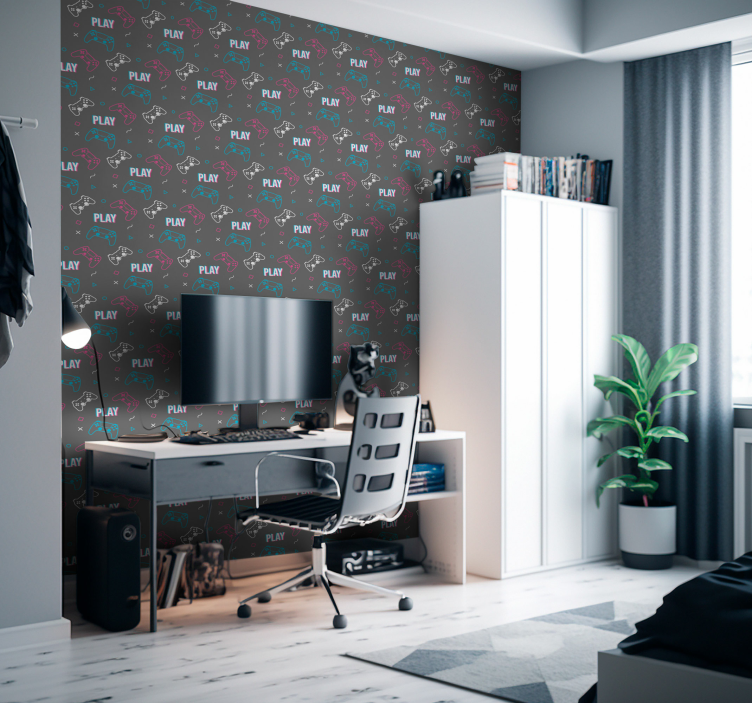 Slaapkamer behang game console - TenStickers