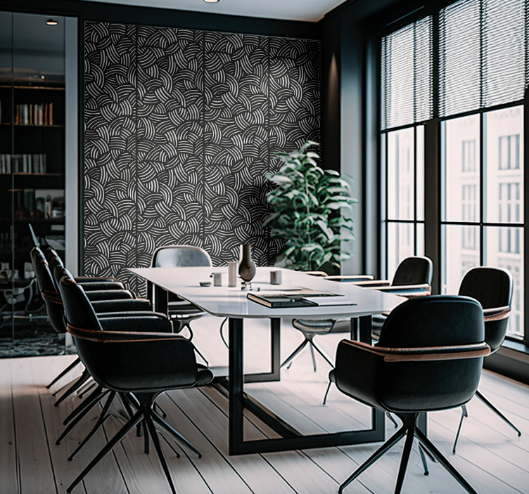 Gebogen strepen patroon behang kantoor - TenStickers