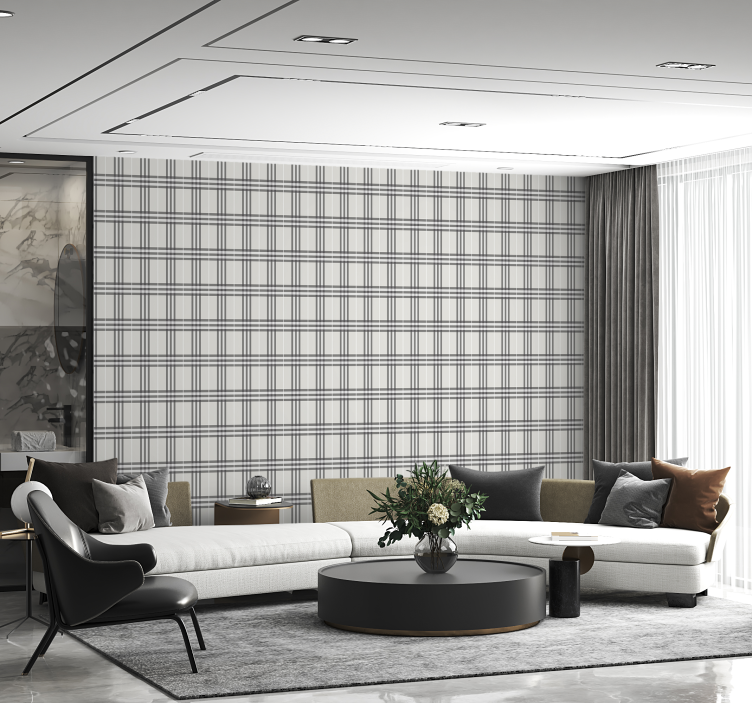 Geïnterlinieerd patroon behang vierkant - TenStickers