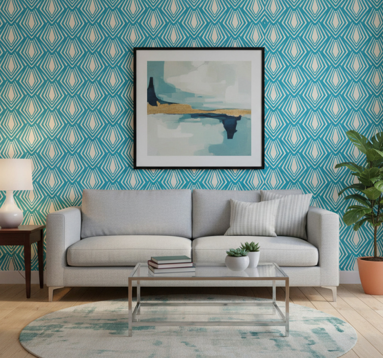 Geometrisch behang diamantpatroon - TenStickers