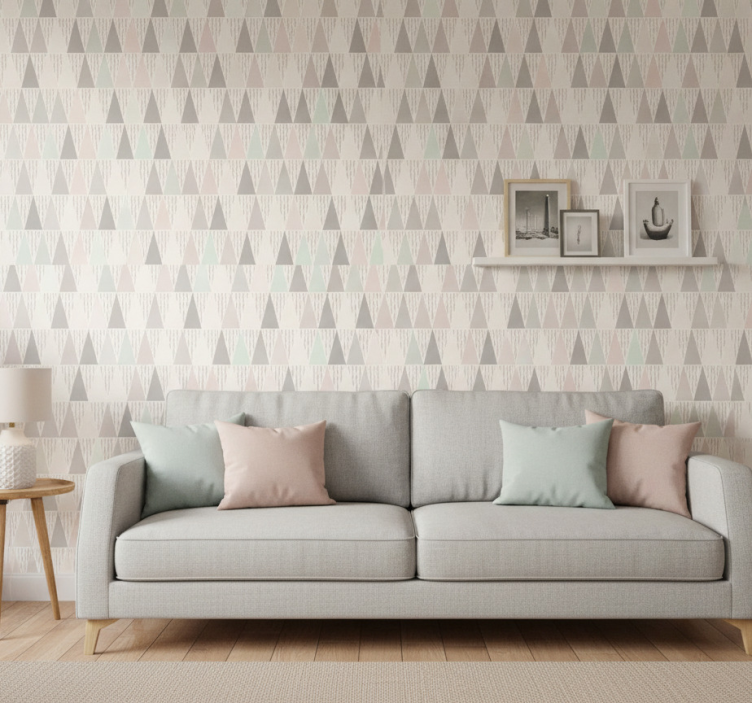 Geometrisch behang driehoekig patroon - TenStickers