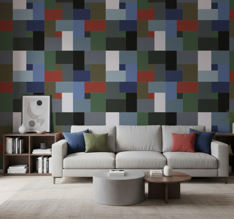 Geometrisch behang geometrische blokken - TenStickers