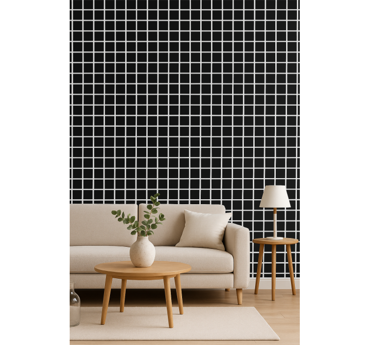 Geometrisch behang grijze vierkanten schaal - TenStickers