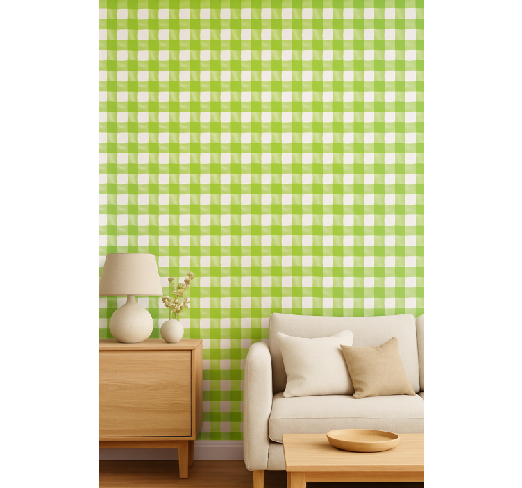 Geometrisch behang groen geruit plaid ontwerp - TenStickers