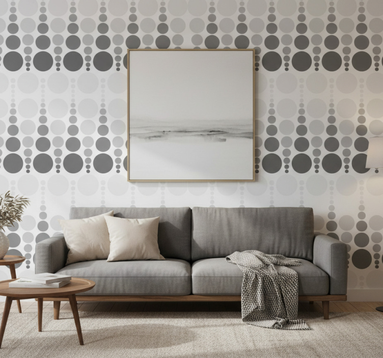 Geometrisch behang kleurige cirkels in grijstinten - TenStickers