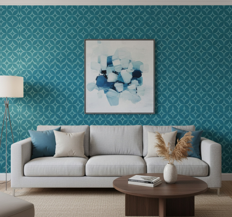 Geometrisch behang blauwe elegante cirkels - TenStickers