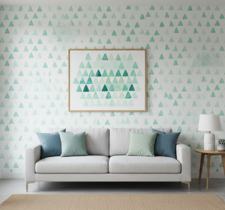 Geometrisch behang met driehoekige motieven - TenStickers