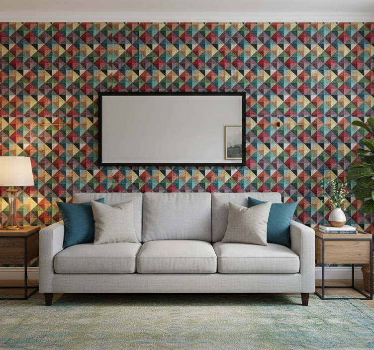 Geometrisch behang met geometrische vormen - TenStickers