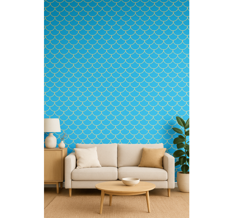 Geometrisch behang met golvend patroonafwerking - TenStickers