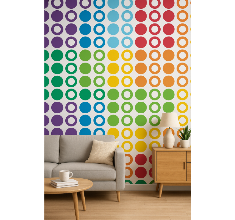 Geometrisch behang regenboogkleuren cirkels - TenStickers