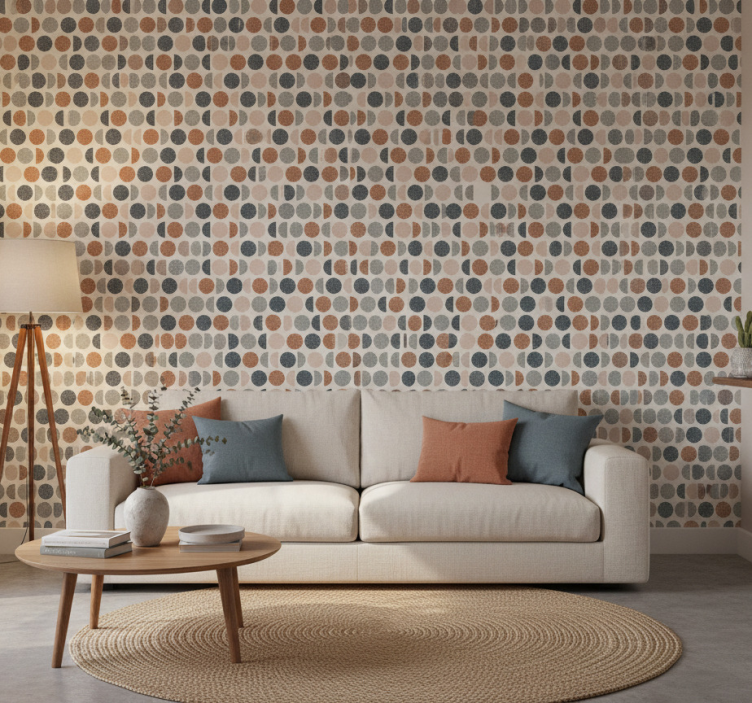 Geometrisch behang retro dots patroon - TenStickers