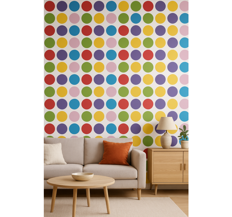 Geometrisch behang simpele gekleurde cirkels - TenStickers