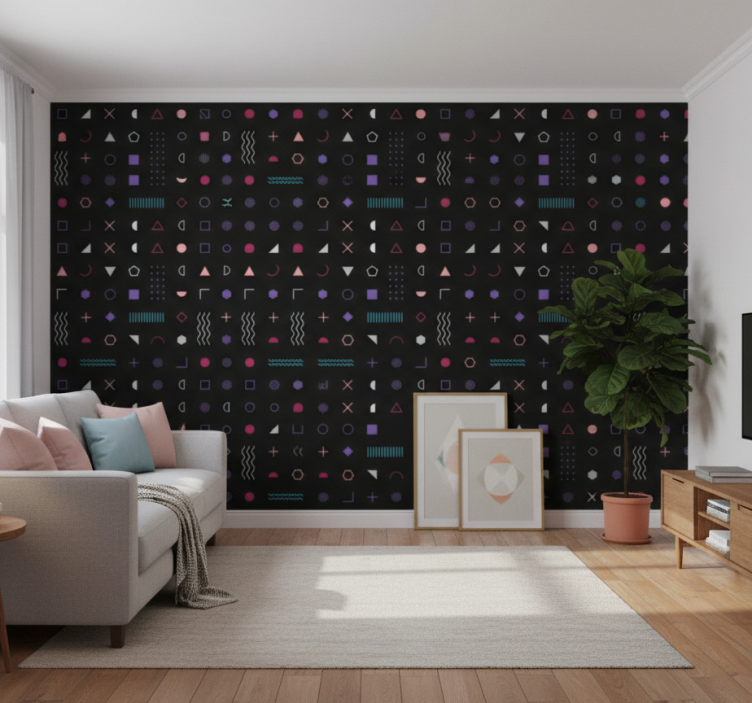 Geometrisch behang speelse vormen tentoonstelling - TenStickers